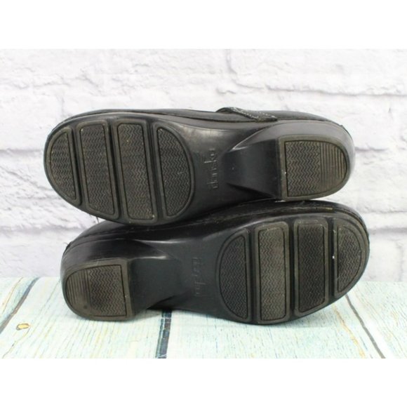 Dansko Black Leather Slip On Maryjane Clogs Heel Shoes Size 38 US 8 - Picture 9 of 9